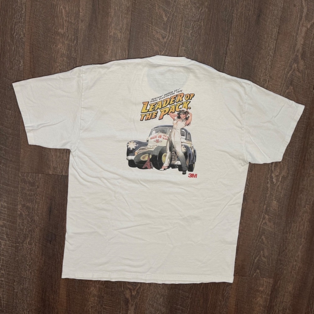 Vintage 3M Scotch Electrical Tape Leader of the Pack Pinup T-Shirt XL